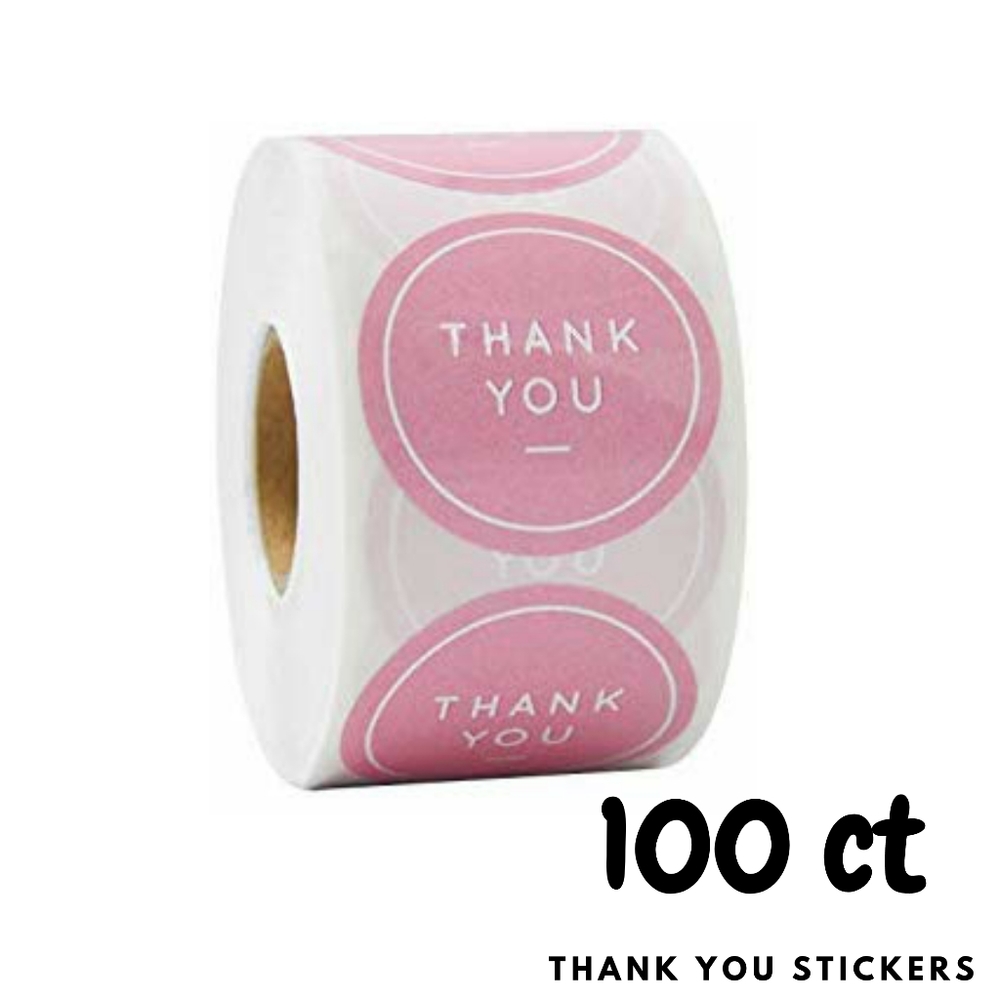 100ct pink thank you stickers